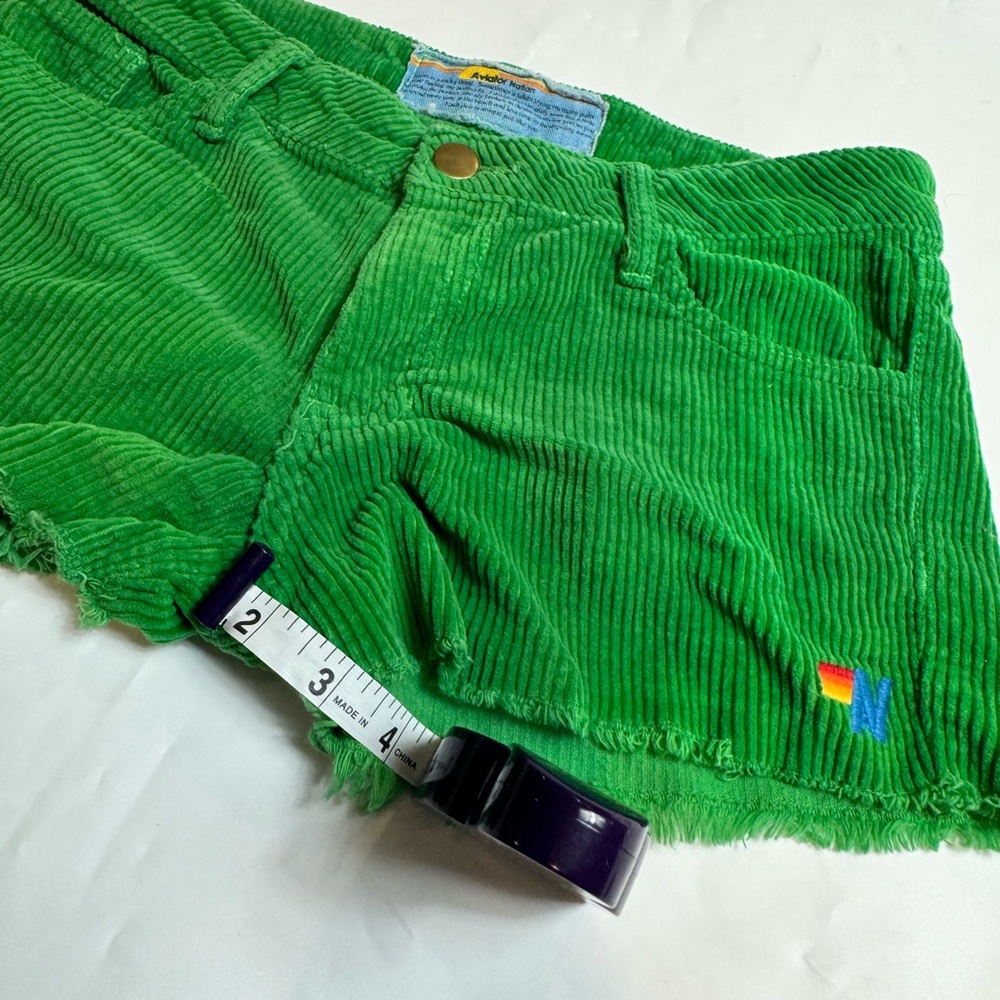Aviator Nation Green Vintage Corduroy Shorts Size 24 - Picture 6 of 8